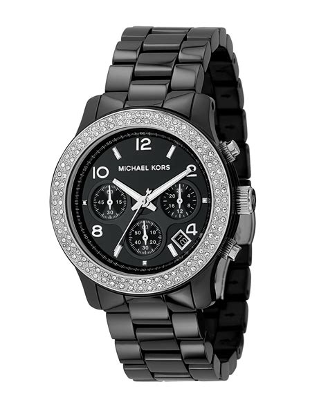 michael kors watch ceramic black|Michael Kors glitz watch.